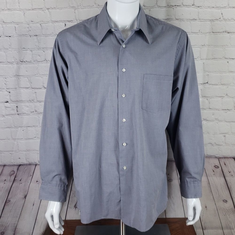 Van Heusen Size 17 Long Sleeve Button-down Shirt 60% Cotton 40% Polyester